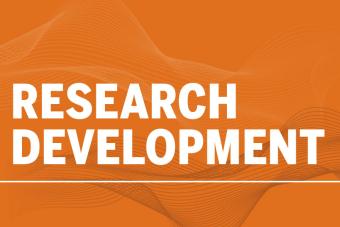 text graphic that says research development