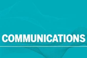 text graphic that says communications